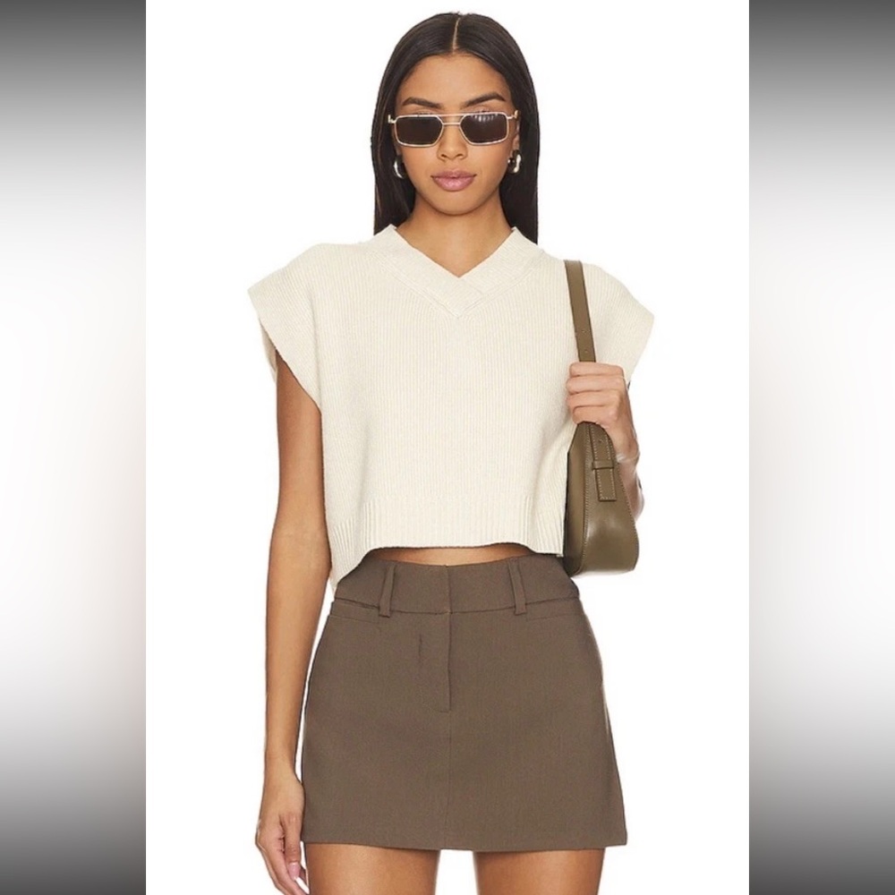 Free People Easy Street Sweater Vest In Cream Size Large NEW!